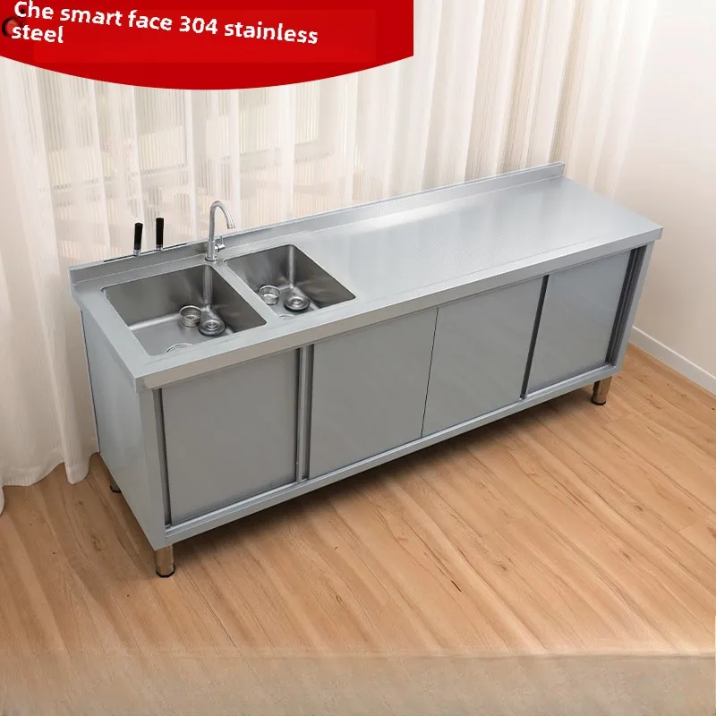 WL stainless steel pool console integrated storage vegetable basin stove cabinet household