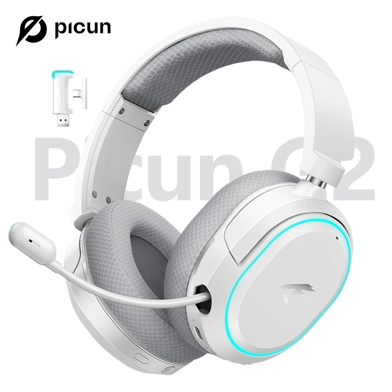 Picun G2 Wireless Gaming Headset Bluetooth 5.3 2.4G Headphones 7.1 Surround 5ms Low Latency ENC Mic for PC PS4 PS5 Phone Switch
