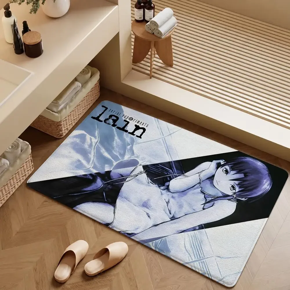 Experiments Anime Floor Mat Soft Flannel Entrance Doormat Non-Slip Washable Rug Serial Wired Bedroom Lain Kitchen Home The Decor