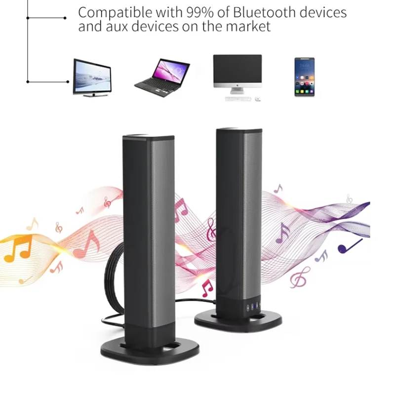 

BS-36 High Quality surround sound Super Bass 4 horn Power Wireless Detachable Bluetooth TV Soundbar Speaker for Home Theatre