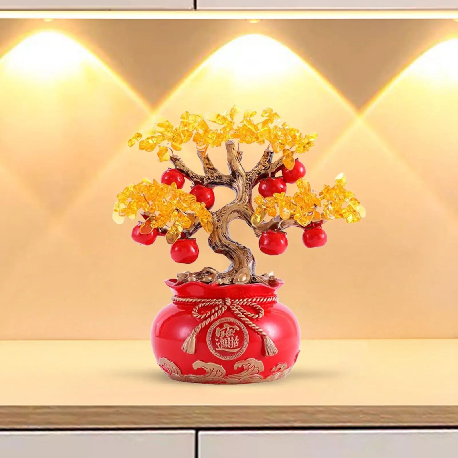 Persimmon Resin Statue Gift Desktop Decorative Sculpture Chinese Lucky Decoration for Festival Farmhouse Living Room Shop Office