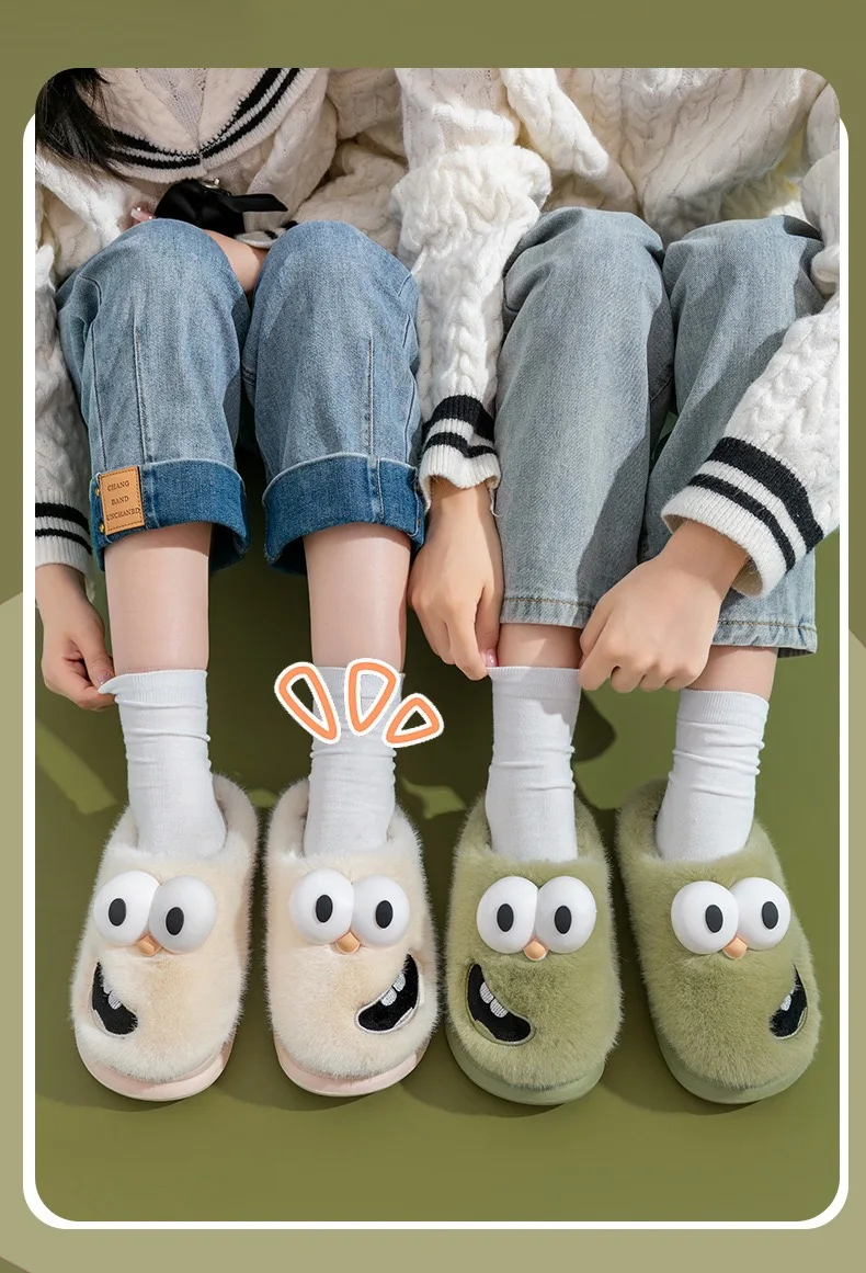 

WinterSHome Cotton Shoes For Women, Thickened And Plush, Cute And Warm, Wearing Cotton Slippers For