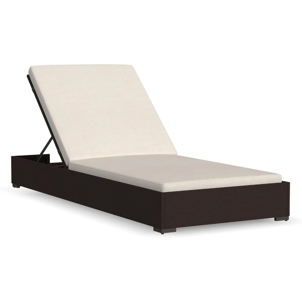 6800-83 Palm Springs Outdoor Chaise Lounge, 1 Seat, Beige/Brown