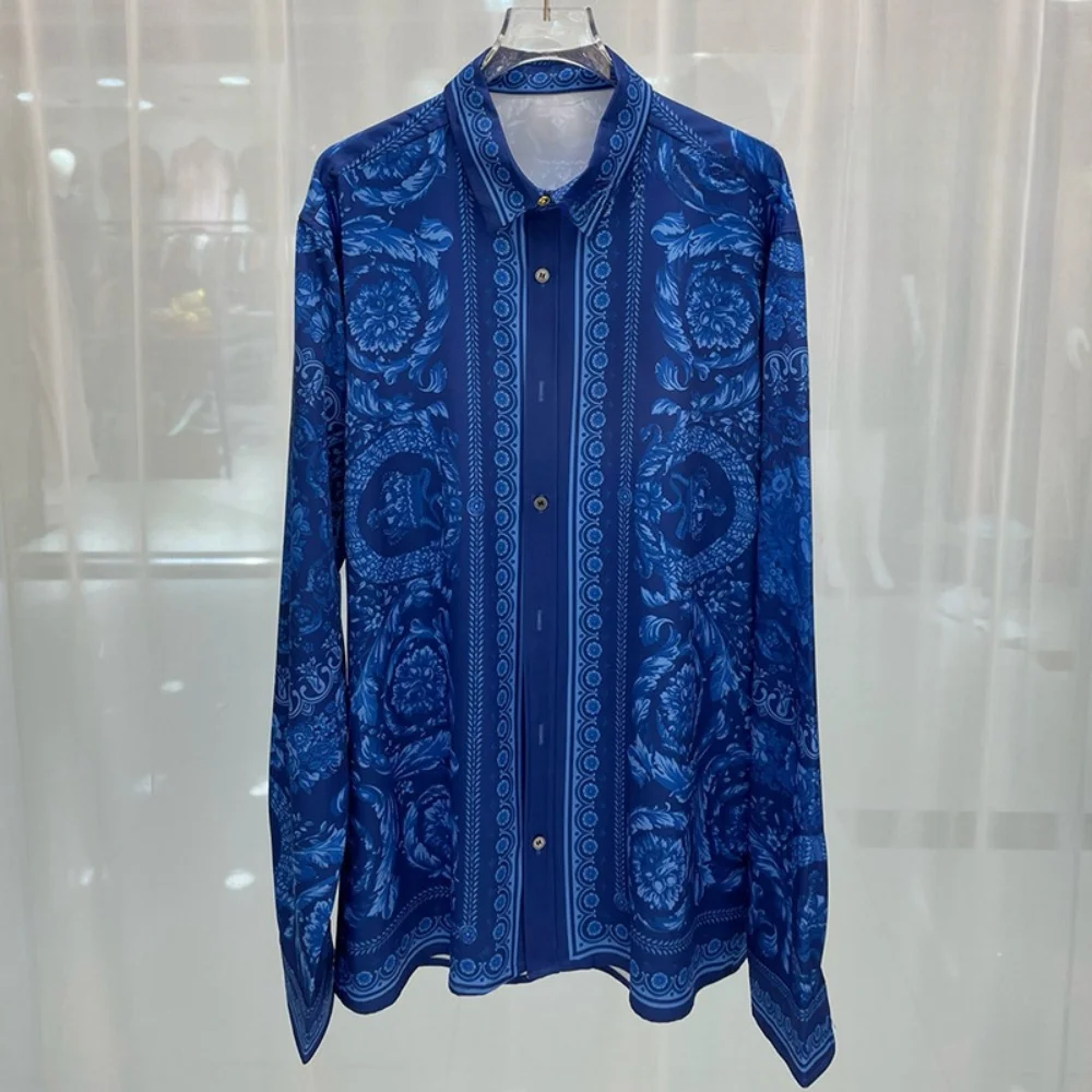 

2024 Spring Fashion Men's High Quality Print Long/Short Sleeves Casual Shirt Tops C929