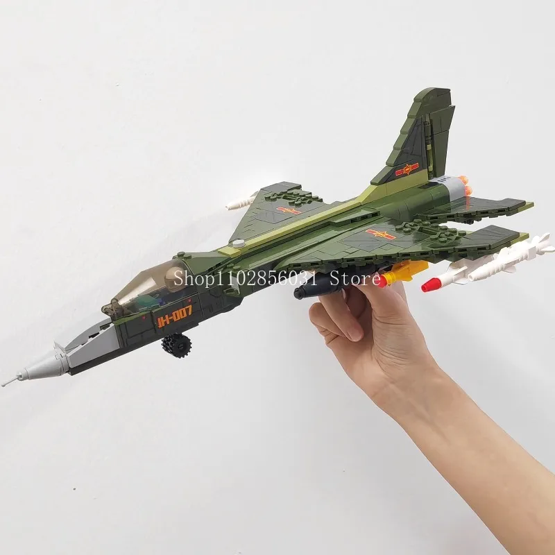 Military J7 Fighter Aircraft Model Building Blocks WW2 War Airplane With Soilders MOC Bricks Education Toys For Boys Gift