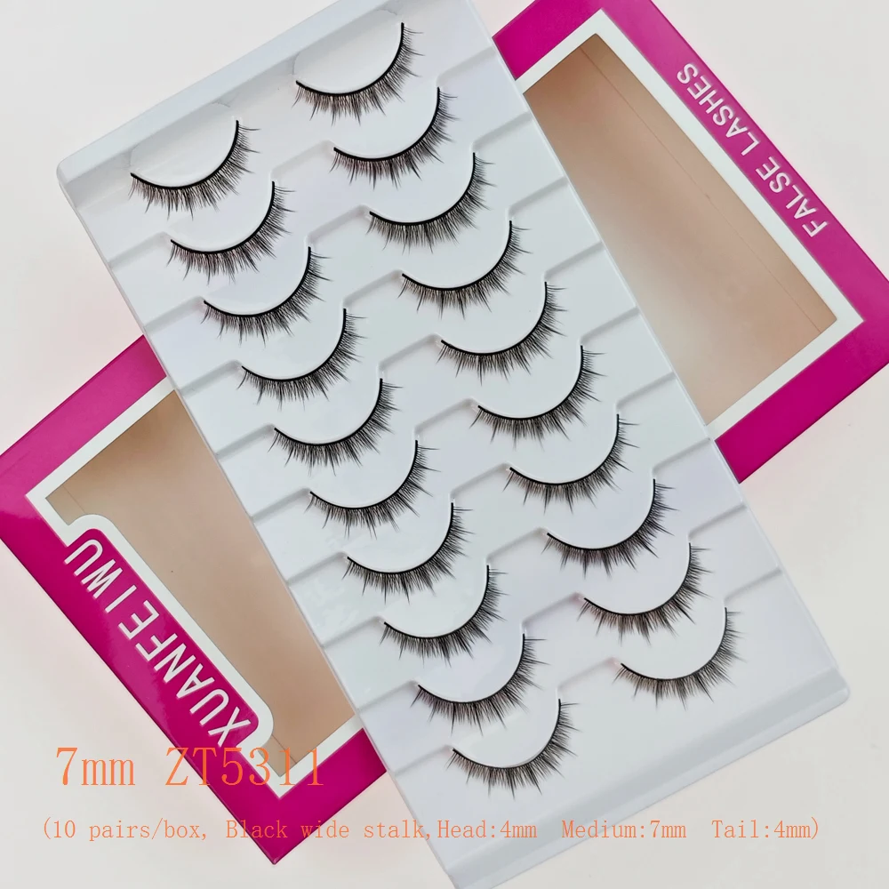 Xuanfeiwu Natural Short Hard-Stemmed Eyelashes, Realistic Without Makeup, Suitable for Daily Use, Can Be Applied by Beginners, Can Create Double Eyelids, Full Strip DIY Self-Grafting Eyelashes