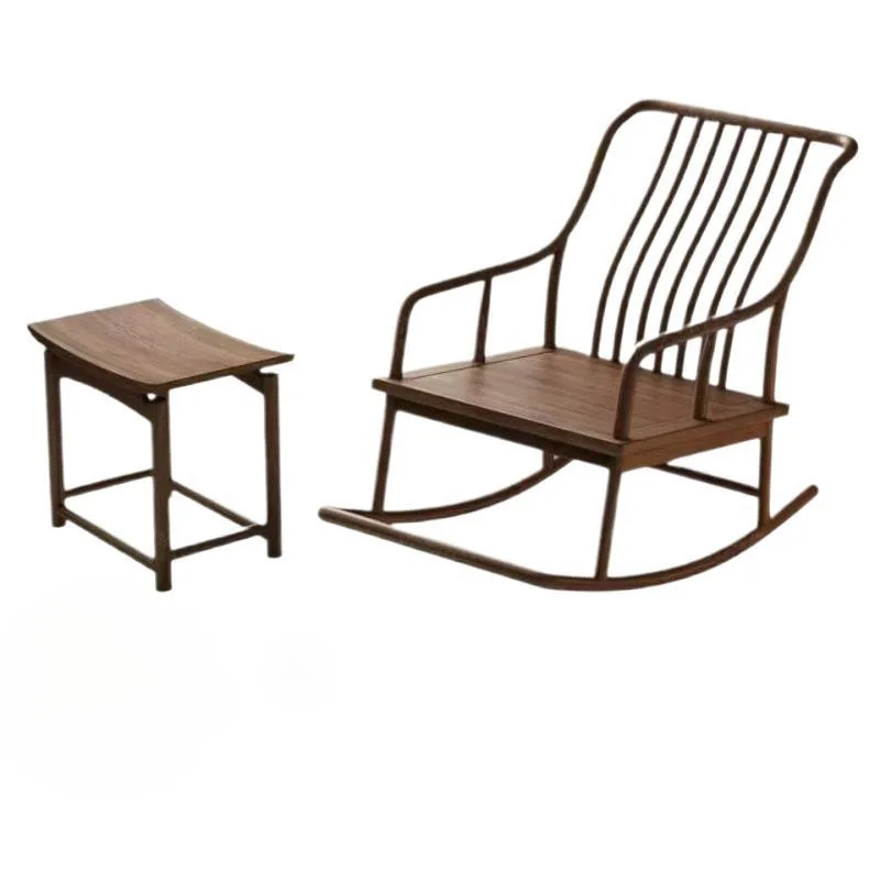 Ebony rocking recliner, solid wood new Chinese sofa, balcony living room home, single old-fashioned happy chair