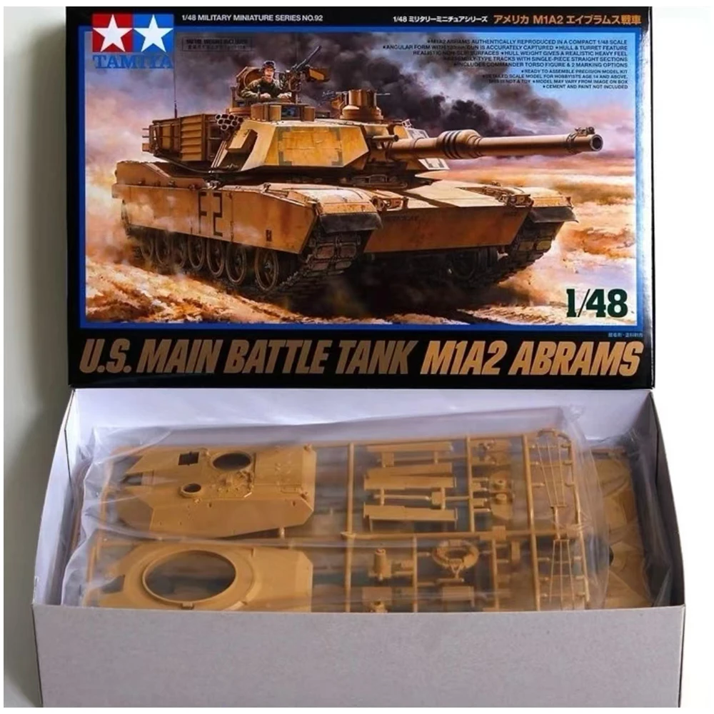 

Tamiya 32592 1:48 Scale US M1A2 Abrams Main Battle Tank MBT Vehicle Plastic Assembly Model Kit Hobby Craft Building Making Toy