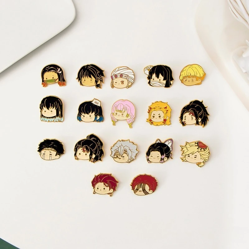 Demon Slayer Tanjirou Anime Enamel Pins Cute Metal Brooches Lapel Badges Nezuko Zenitsu Inosuke Cartoon Funny Jewelry Gift