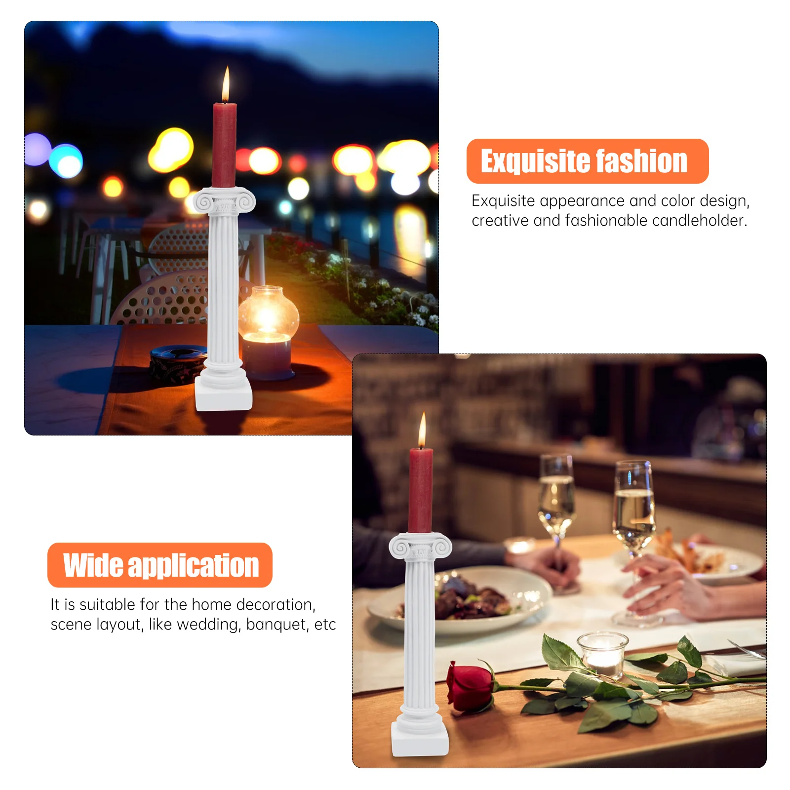 

1Pcs Roman Column Candleholder Premium Resin Classic Design Stylish Home Decor Adornment for Dining Table Wedding Banquet