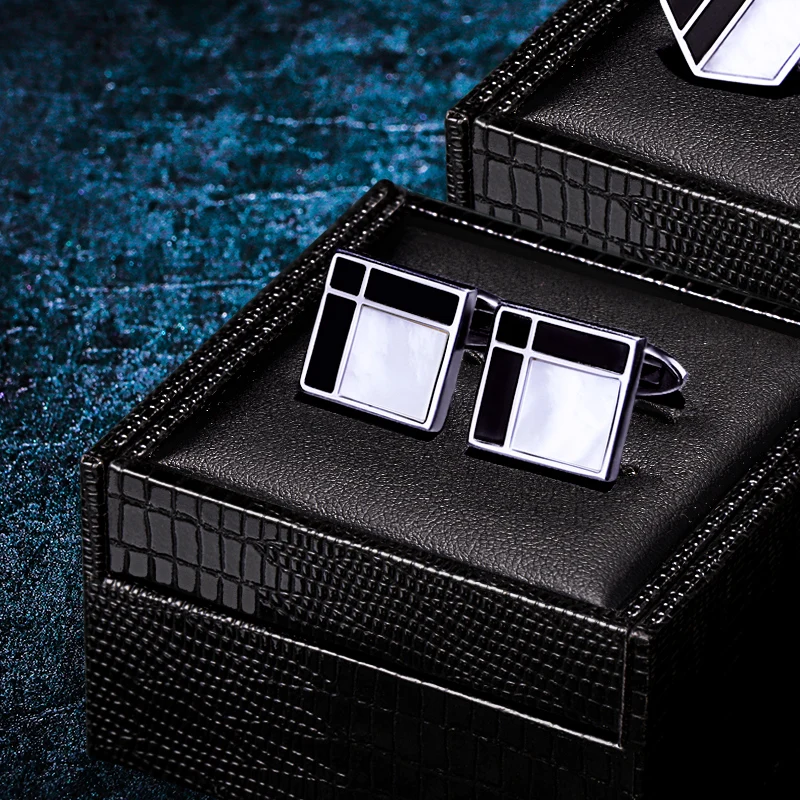 

KFLK Jewelry shirt cufflinks for mens Brand Black Cuff links Button Shell High Quality Luxury Wedding Male guests