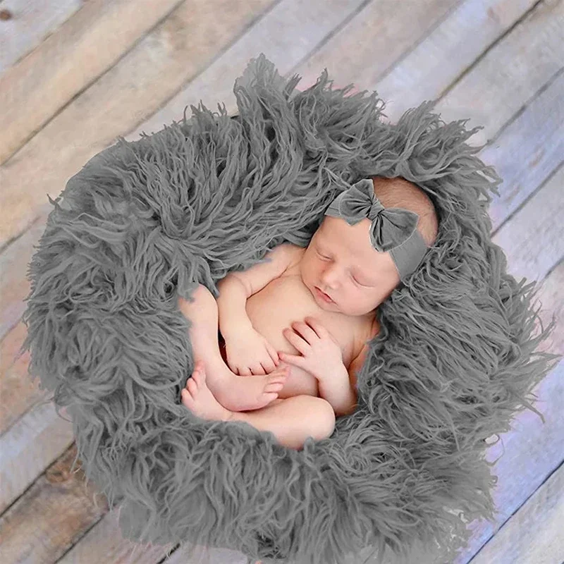 3PCS Newborn Baby Photography Props Blanket Wraps Set Photo Mat Blanket for Baby Boys and Girls Long Ripple Wrap Fotografia
