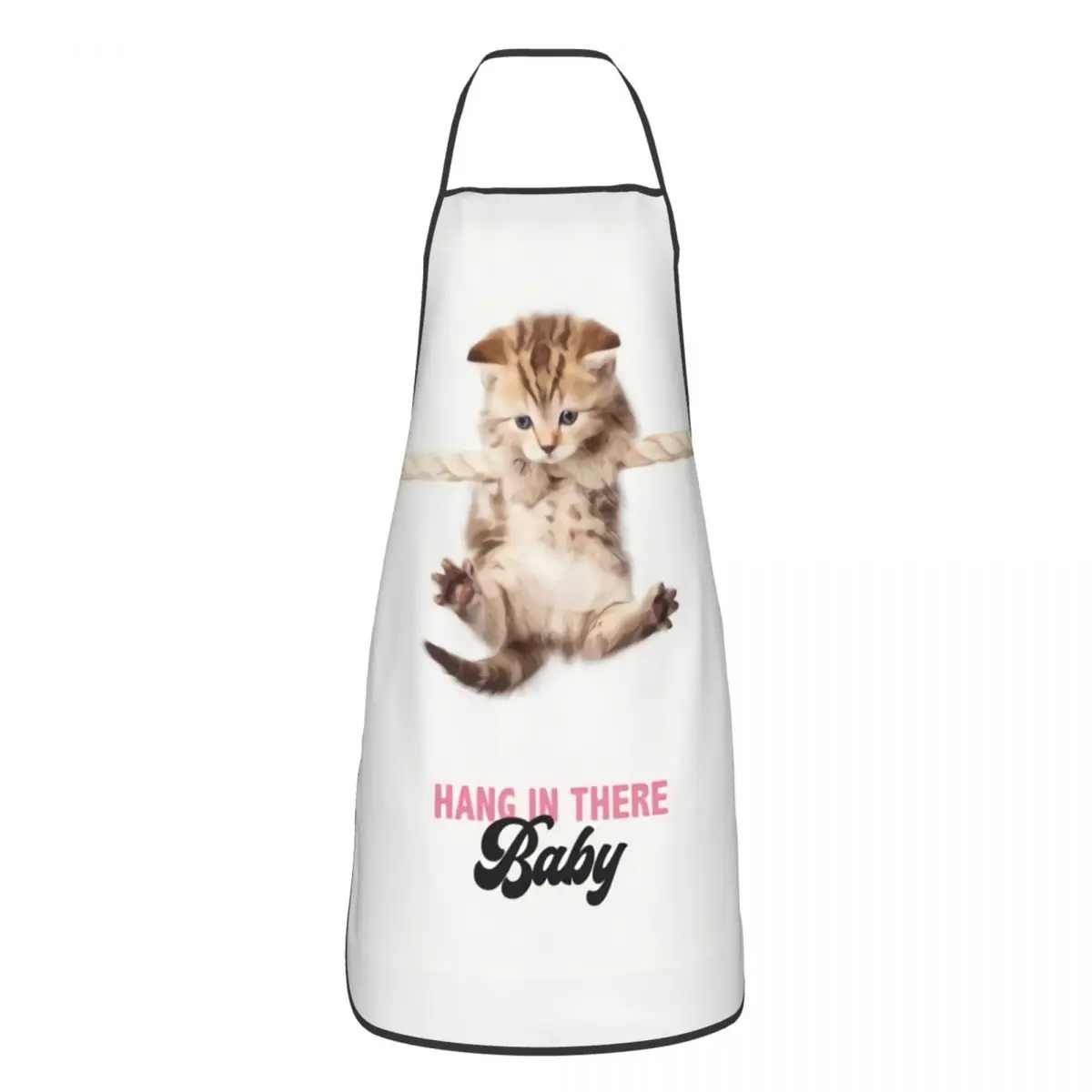 Custom Funny Cat Hang In There Poster Bib Aprons Women Men Unisex Kitchen Chef Tablier Cuisine for Cooking Baking Painting