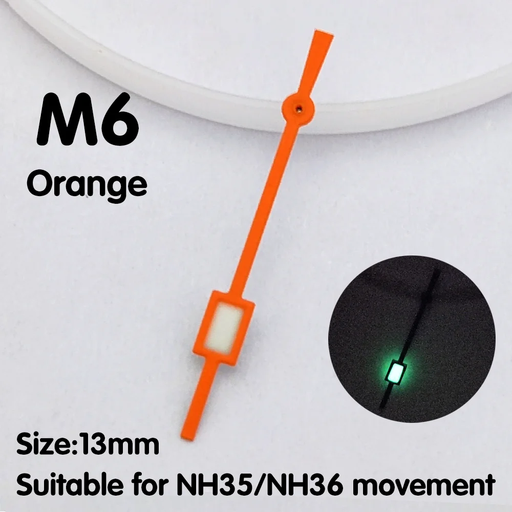 NH35 ساعة يد ثانية من جهة ثانية أجزاء ساعة يد مضيئة باللون الأخضر قطع غيار صغيرة مربعة مستعملة NH35 ساعة يد