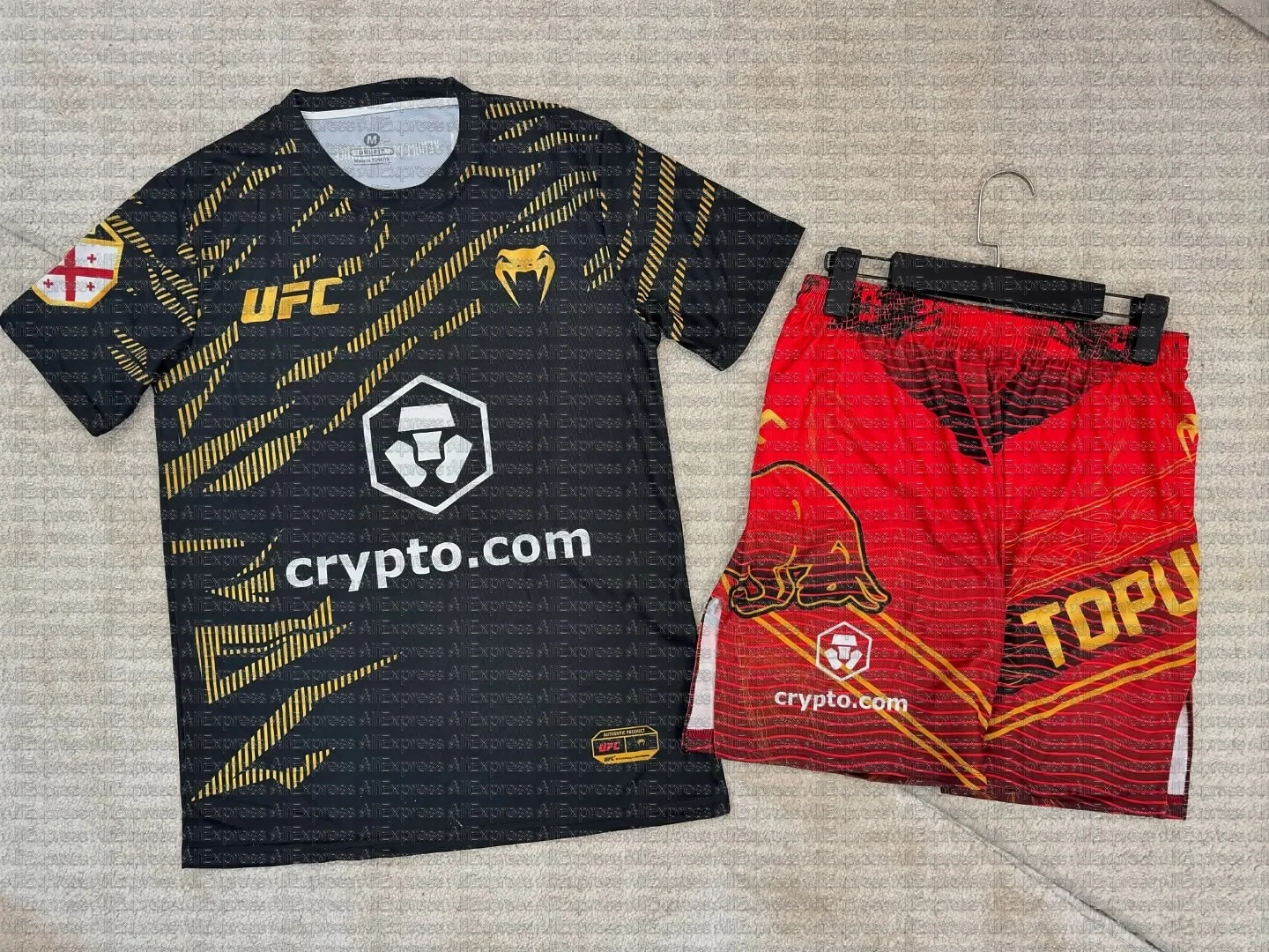 Ilia Topuria-Conjunto de entrenamiento de boxeo UFC para hombre, transpirable, de secado rápido, lucha libre, correr, camiseta absorbente de sudor, pantalones cortos, ropa deportiva para gimnasio