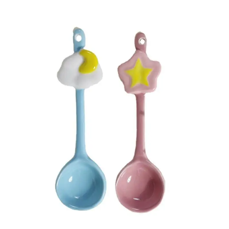 Stirring Spoon Domestic Pay Attention To Quality Smooth Edges Bright Colors Macaroon Colors Durable Ceramic Tea Spoon Cartoon