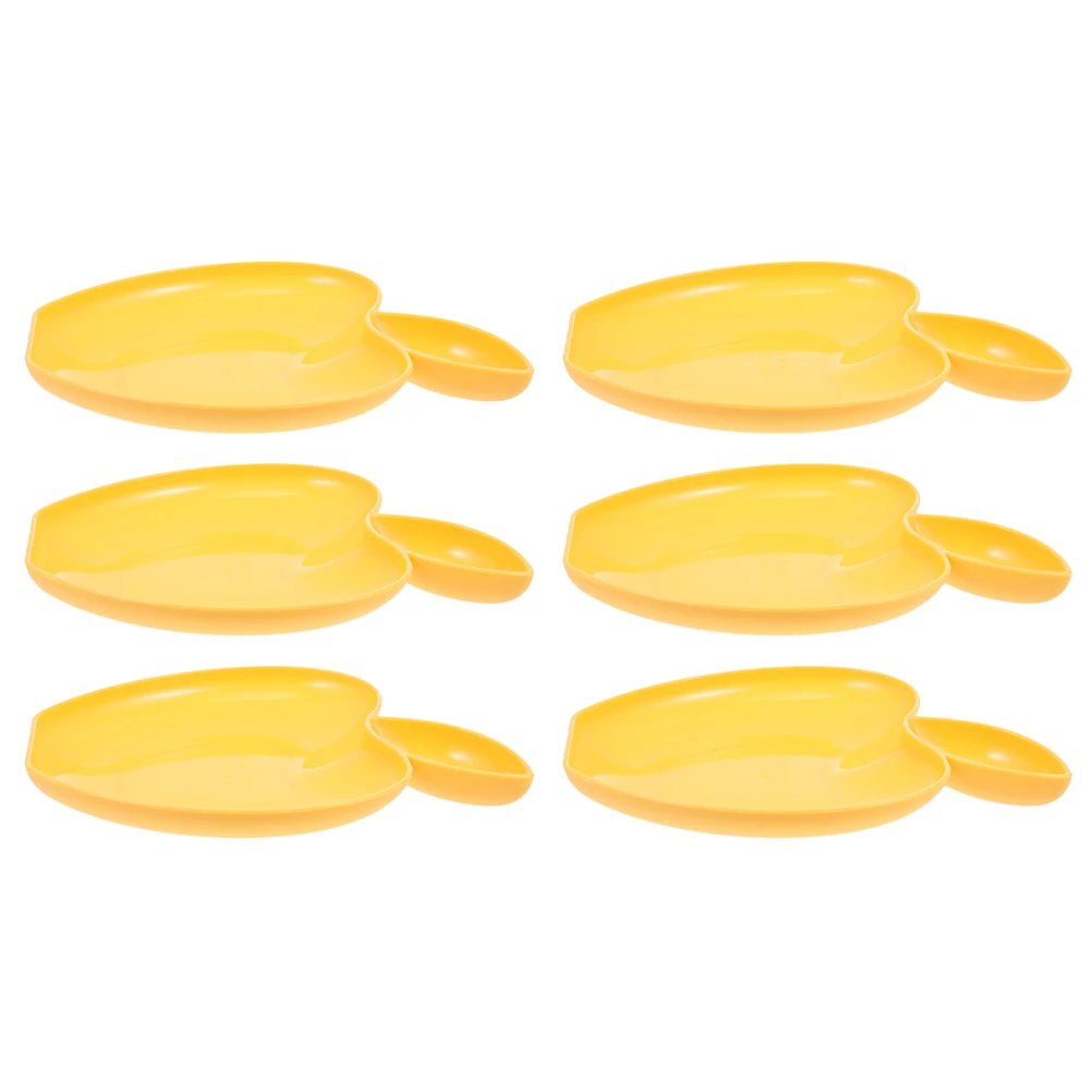 

6 Pcs Dip Plates Holders for Dumpling with Dipping Bowl Yellow Section Serving Platter