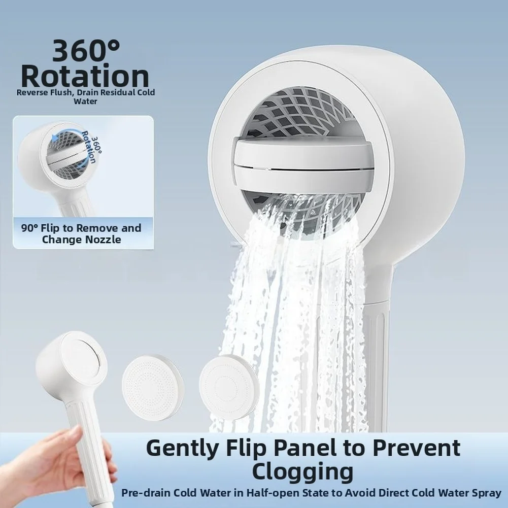Cloud White Shower Head with 230 Fine Holes Dual Spray Modes 360 Degree Rotation and Easy Installation for Most Pipes
