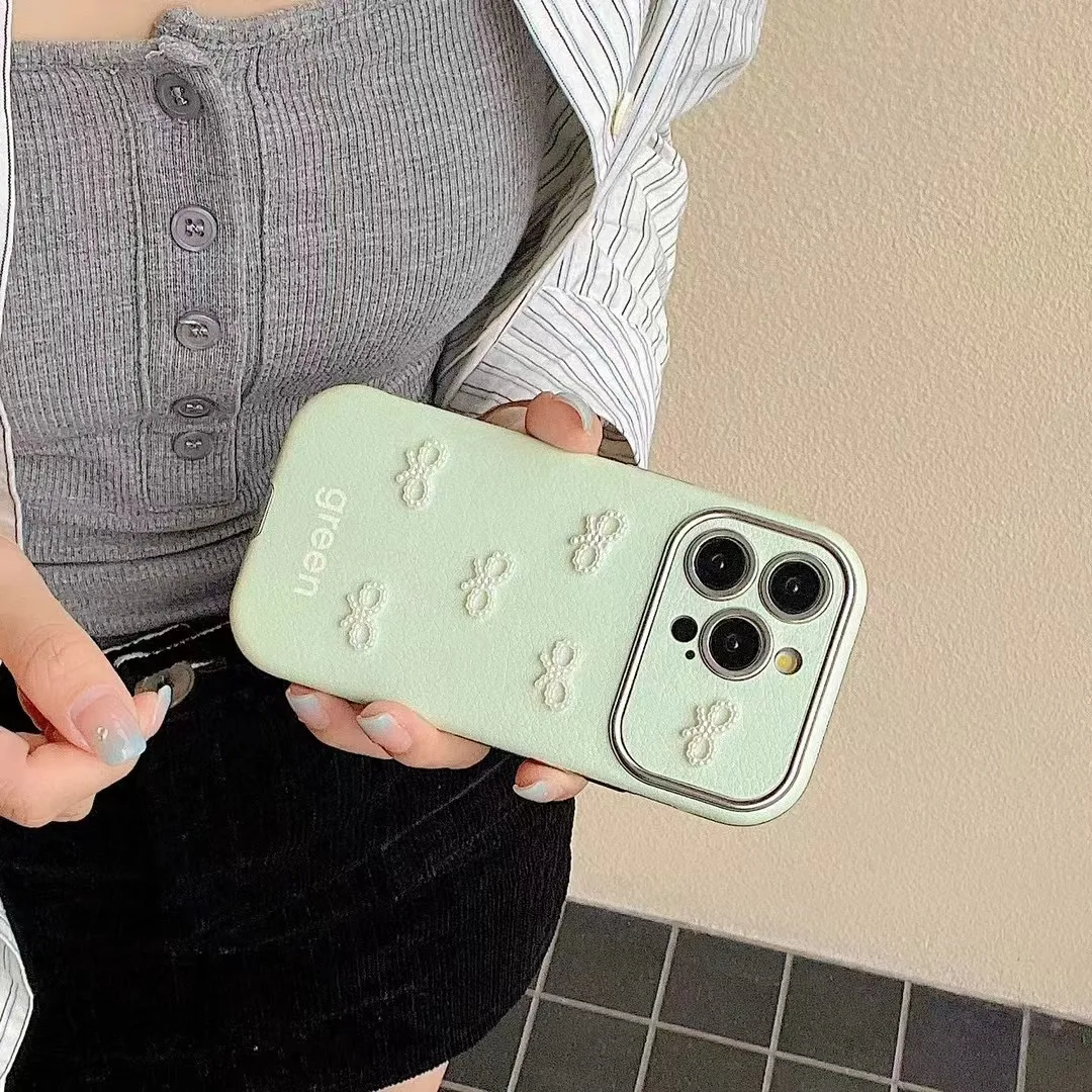 Стереоскопический жемчужный бант Dopamine для iPhone, кожаный мягкий корпус, большое окно, все включено, чехол с защитой от падения 11, 12, 13, 14, 15 Pro Max