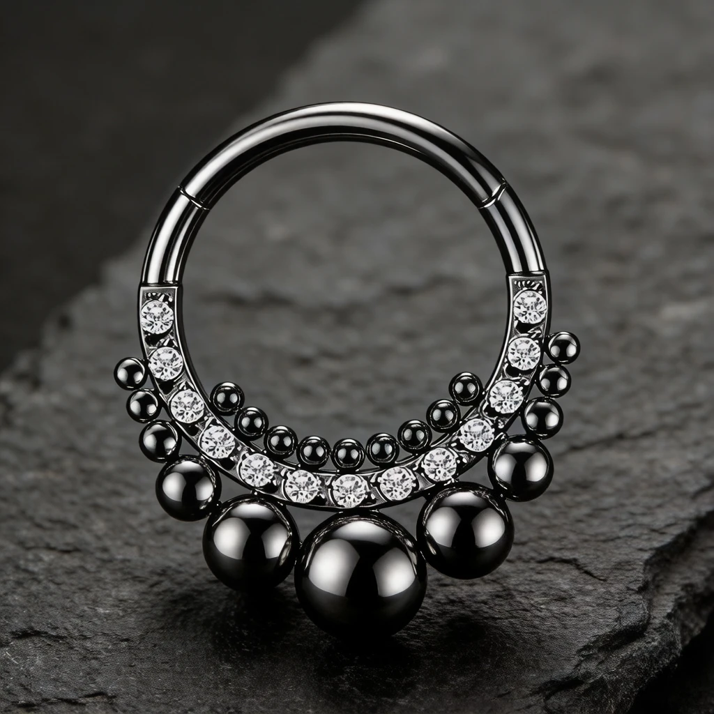 

F136 Titanium Tragus Nose Ring with Zircon Cartilage Earring Septum Clicker Hinged Segment for Women And Men Body Jewelry