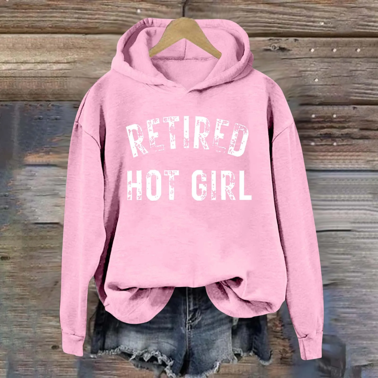 Winter Autumn Retirement Hot Girl Sweatshirt Women Lightweight Vintage Hooded Pullover Top Loose Fit Casual Fashion Hoodie