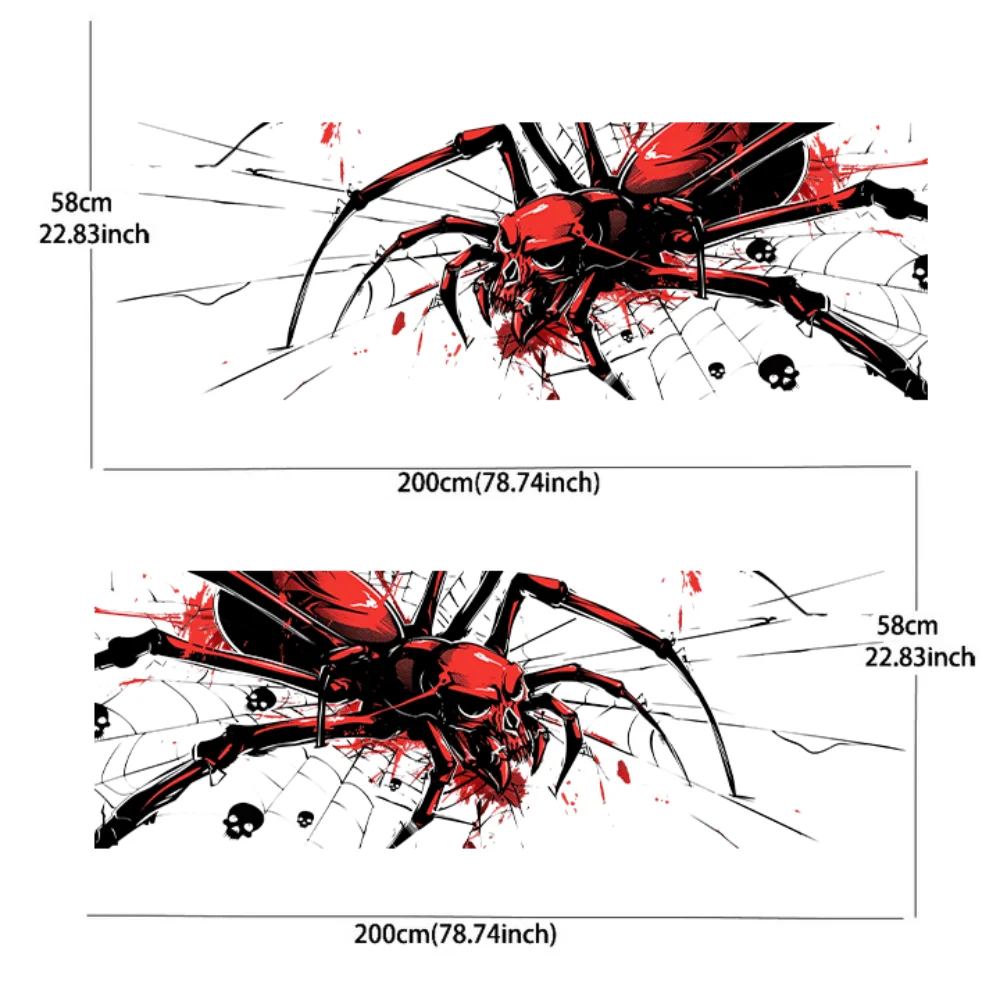 2PCS Black silk thread big spider splash printing car sticker full body floral decoration covering scratches protect car sticker