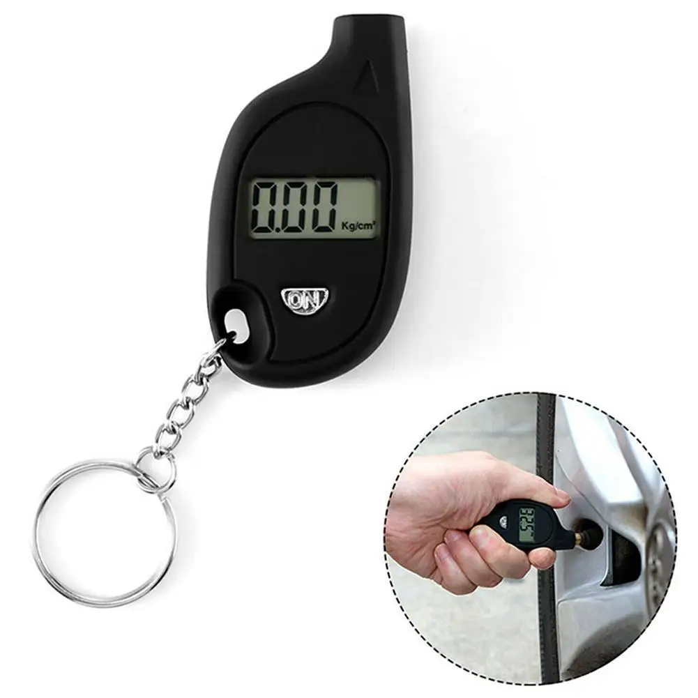 Mini Keychain Style Tire Gauge Digital LCD Display Car Tire Air Pressure Tester Meter Auto Car Motorcycle Tire Safety Alarm