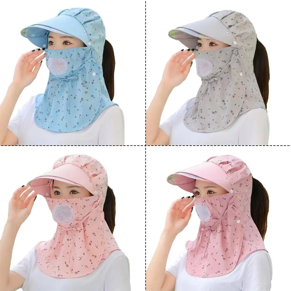 Sunscreen Hat For Women's Summer Outdoor Sports Cycling Sunscreen Shading Shawl Mask UV Protection Cooling Fisherman Ponyta L7K9