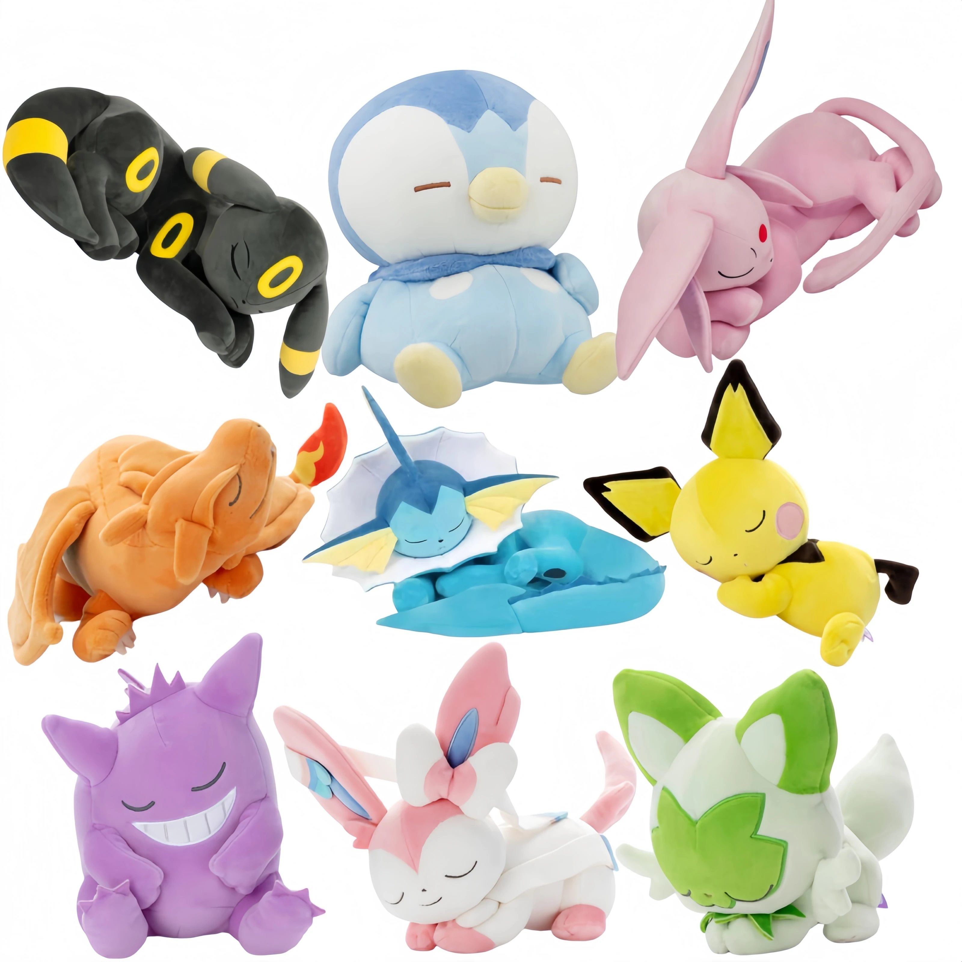 Pokemon Sleeping Gengar Eevee Charizard Sylveon Plush Toys Kawaii Sprigatito Piplup Vaporeon Umbreon Espeon Flareon Peluche Doll