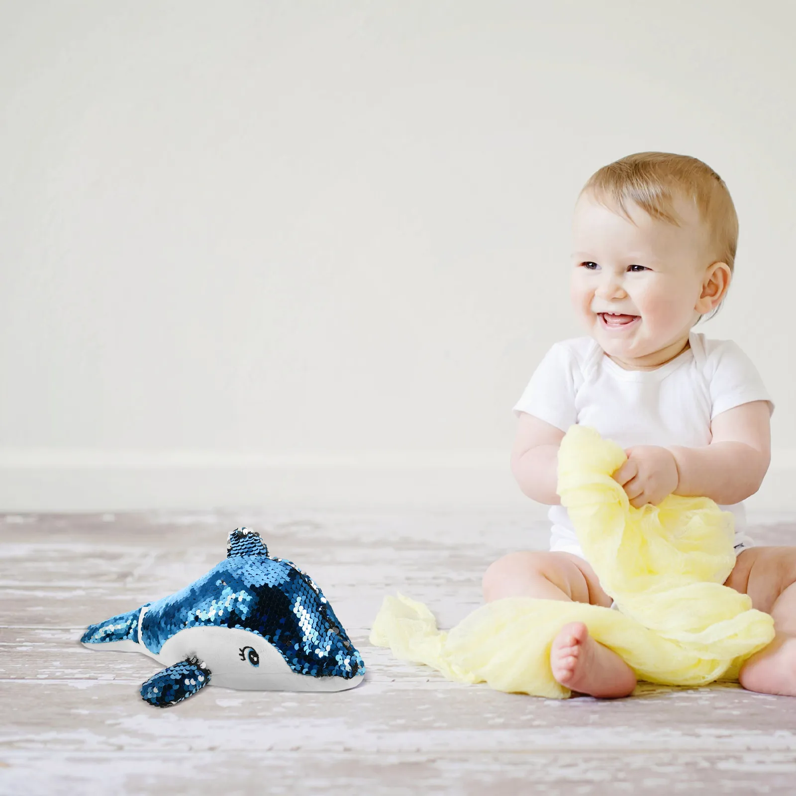 

Stuffed Dolphin Sequin Soft Animal Creative Design Home Decoration Kids Room Gift Sensory Stuffed Animal Sequin Toy Sensory