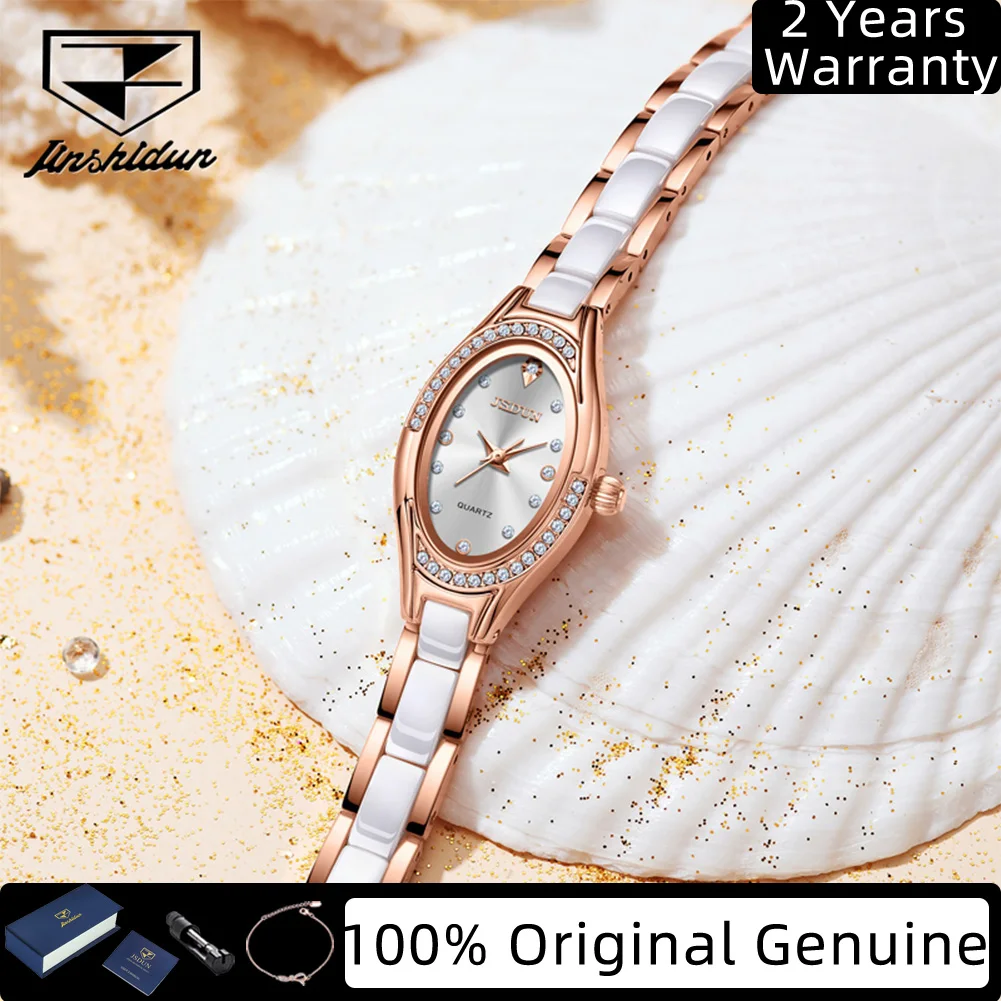 JSDUN 8842 Woman Watch Swiss Quartz Movement Luxury Watch For Women Ceramic Steel Strap High Hardness Mirror Waterproof Watches