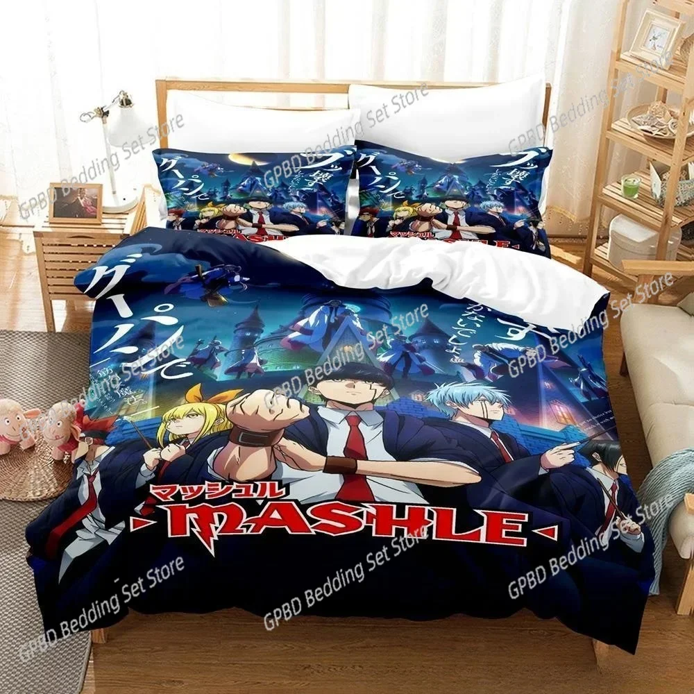 3D Anime Mashle Magic and Muscles Comfortable Duvet Quilt Cover Pillowcase Bedding Set Children Bedroom Decoration Home Textile
