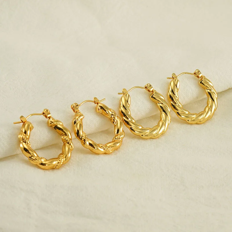 Fashion Titanium Steel Geometric Earrings 18K Gold Plated Hoop Earrings for Women Paryt Wedding Jewelry Wholesale