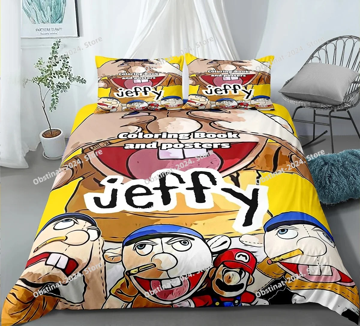 

Indecor Cartoon Jeffy 3D Printed Duvet Case Pillowcase Bedding Set Twin Full Queen King Size For Kids Bedroom