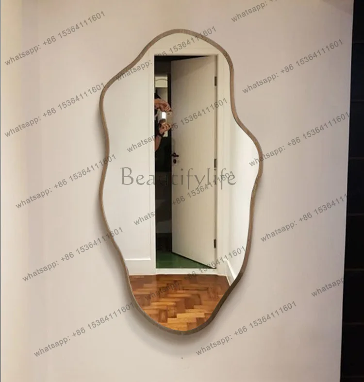 Art Nordic light luxury home hanging full-body full-length mirror irregular special-shaped decorative mirror elliptical mirror