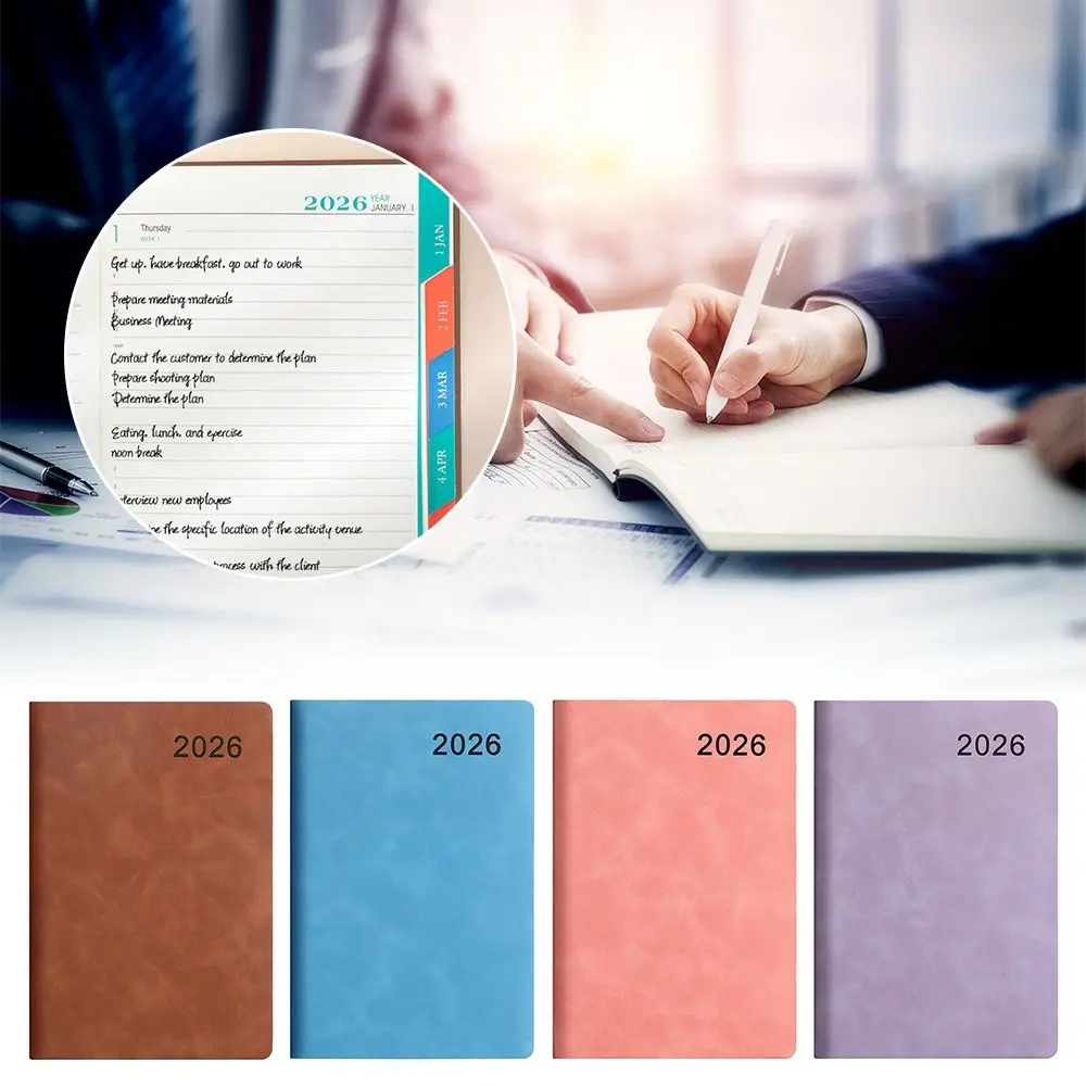 Gift 2026 Daily Planner A5 Size Leather Notebook 365 Schedule Book Office