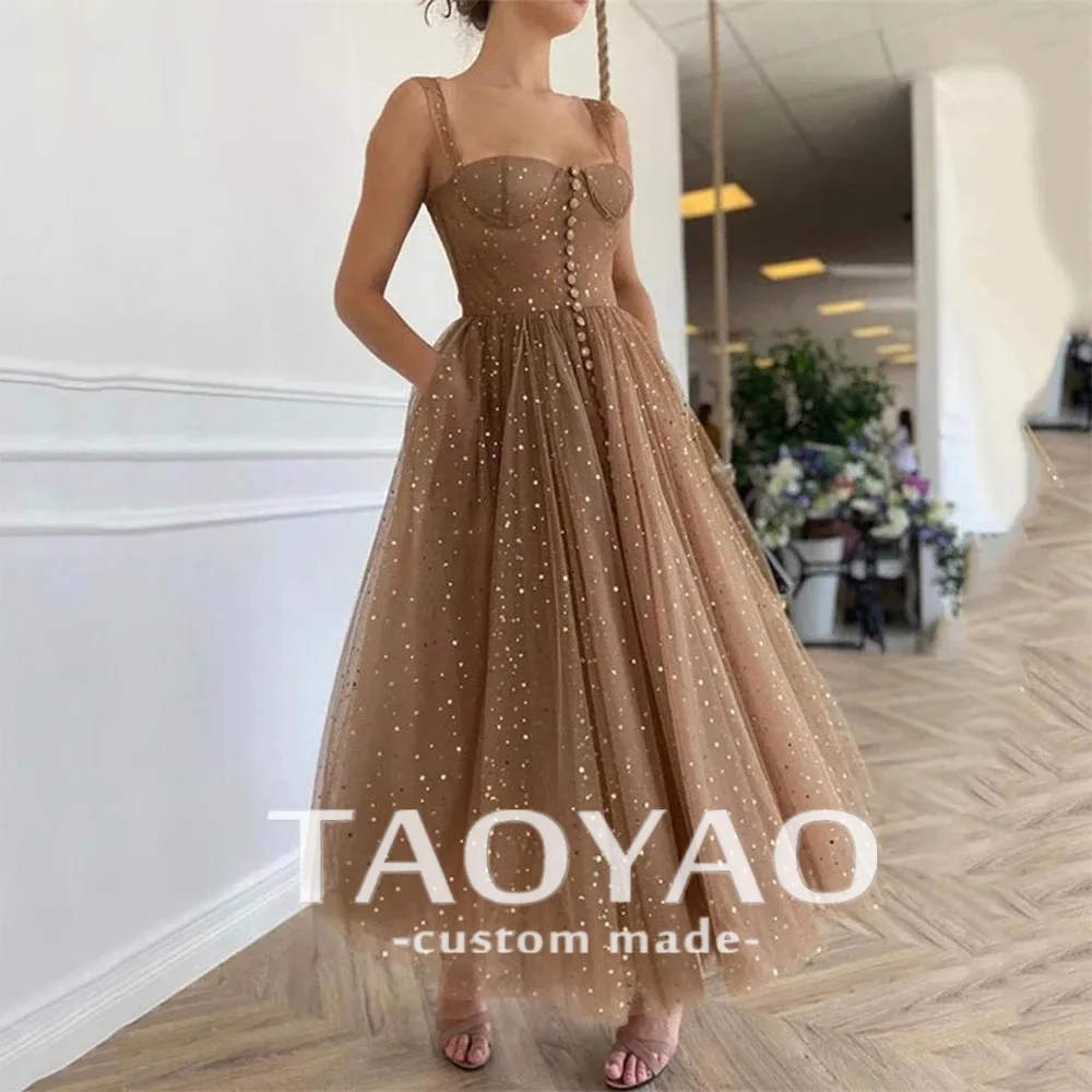 Elegant A Line Backless Evening Dresses Tulle Prom Dresses Boat Neck Backless Split Graduation Party Gowns Vestidos De Noche