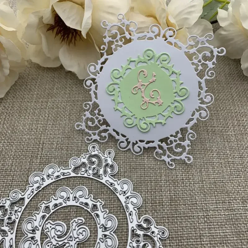 

Набор из 4 металлических вырубных форм для скрапбукинга: Цветочные кружевные рамки для декоративного тиснения и рукоделия