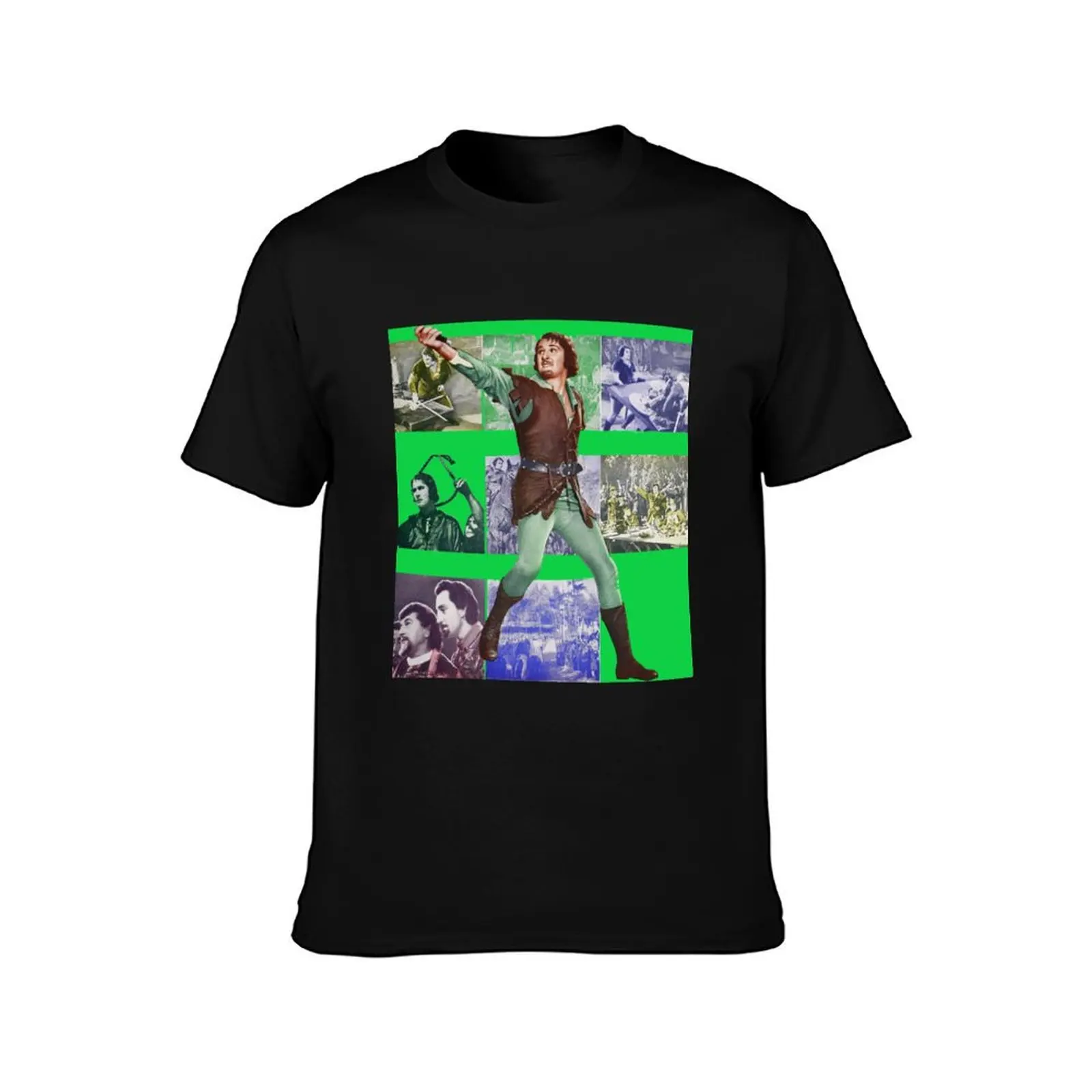 ERROL FLYNN as Robin Hood Collage T-Shirt Summer Casual Cotton Tee Oversized Streetwear Tops Vintage Graphic Print