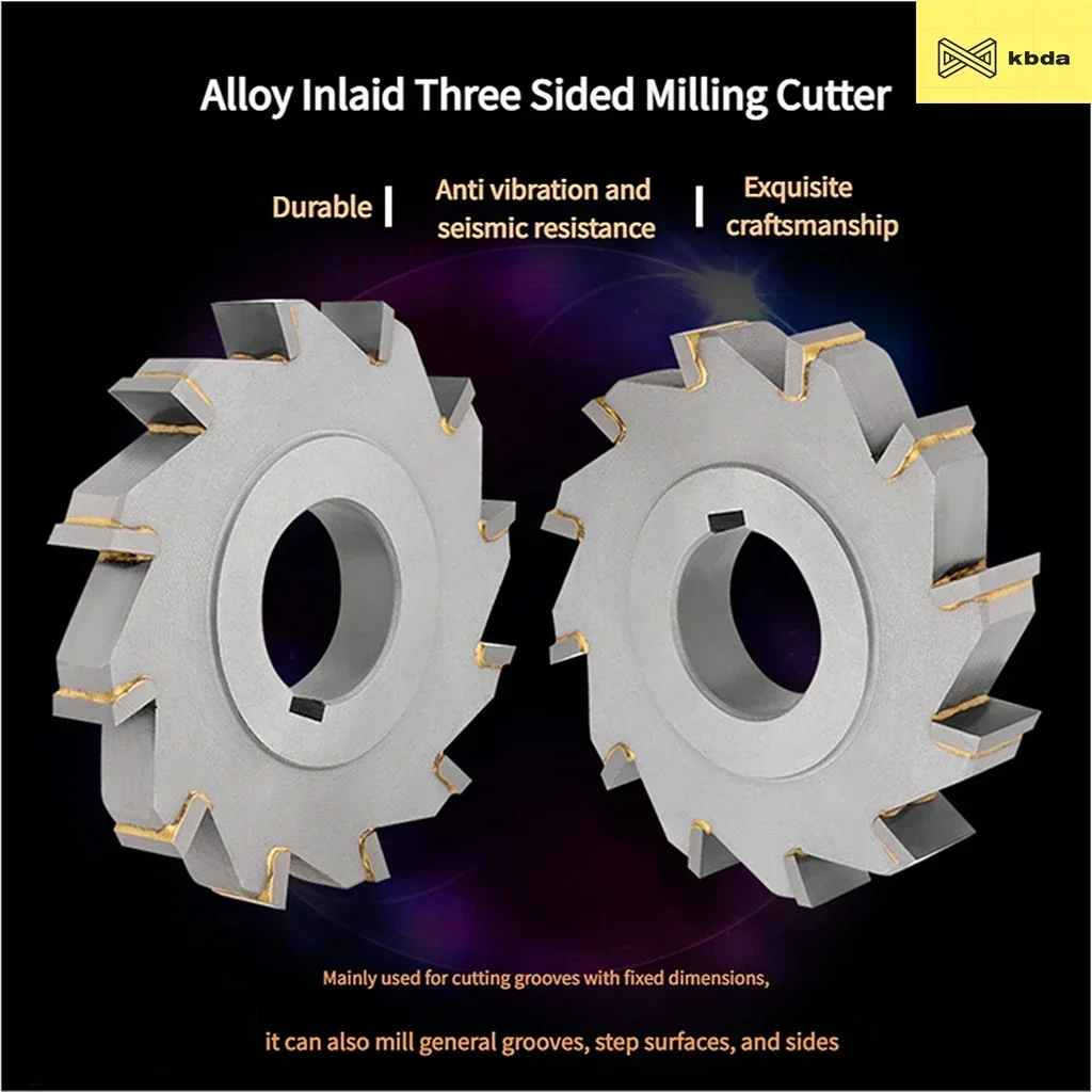 KADA Tungsten Steel Alloy Three-sided Milling Cutter 63mm 80mm 100mm 125mm Carbide Milling Cutter Saw Blade 4mm-20mm Thickness