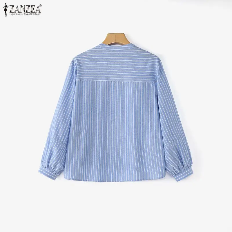 ZANZEA Camicie a righe da donna Moda Bottoni a maniche lunghe Elegante camicetta da ufficio 2026 Primavera Casual Allentato Lavoro Streetwear Top Blusa