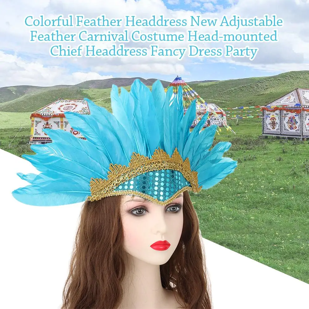 

Chief Headdress Colored Headwear Carnival Costume Feather Headdress Headwear Headpiece Fancy Dress Party