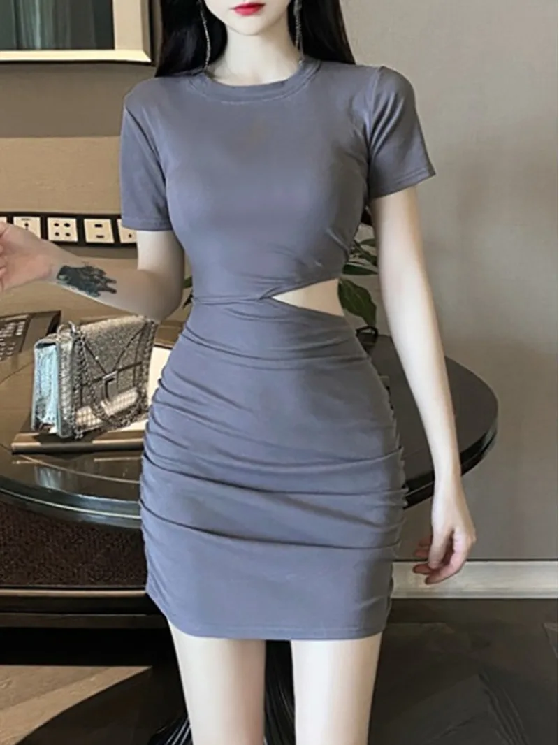 Mini robe taille rosée pour femme, t-shirt doux, robe mince sexy française, robe élégante, mode d'été, nouveau Y-Hottie, M7RU, 2024