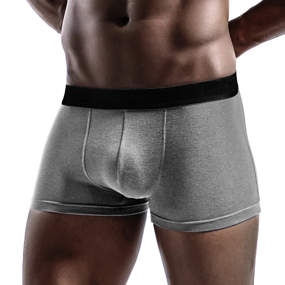 Men's Solid‑Color Boxer Shorts, Mid Rise Single Piece Underwear, Comfortable Breathable Athletic Boxers for Young Men
