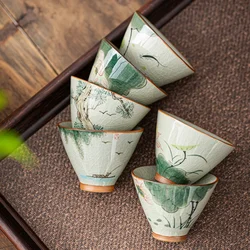 Handmade painted tea cups home master cups ceramic hand-painted single cup tea tasting cups kung fu tea set