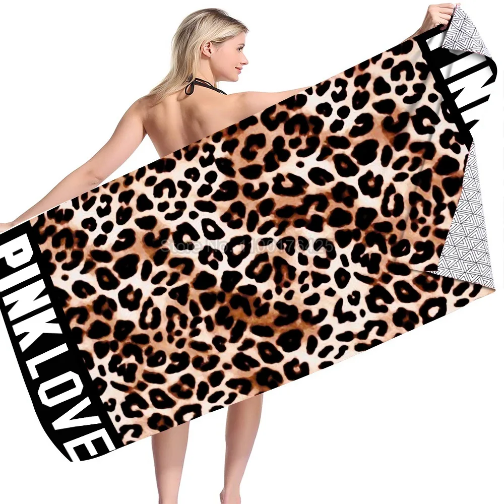 Microfiber Beach Towel Leopard Pattern Quick Dry Bath Towel Sandproof Summer Swimming Washcloth Bath Bathroom Decor