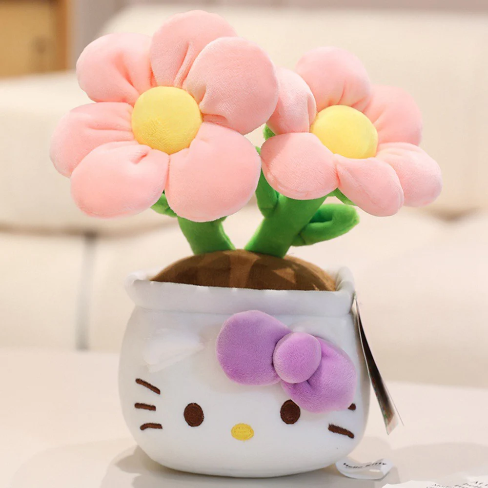 新しいサンリオのかわいい鉢植えハローキティぬいぐるみブーケ、室内デスクトップオーナメント