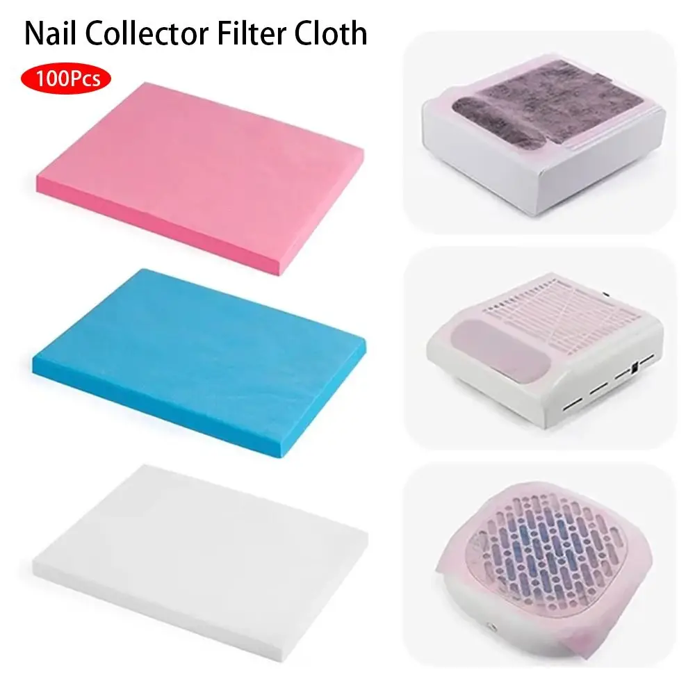 100Pcs Non-Woven Disposable Dust Filter Paper Nail Art Pink/Blue/White Vacuum Dust Collector Nail Collector Filter Cloth