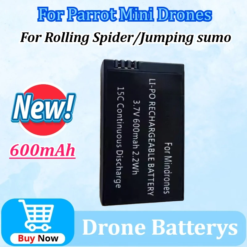 

Upgraded 3.7V 600mAh 2.2Wh Rechargeable Lipo Drones Battery Replacement for Parrot Mini Drones for Rolling Spider & Jumping sumo