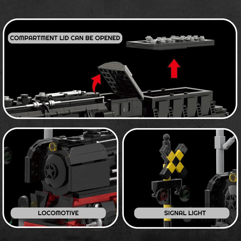 Klemmbausteine Kreative Stadt Technologie Dampfzug Transport Modell MOC 80019 Züge Lokomotive Fahrzeug Building Set  für Erwachsene und Kinder